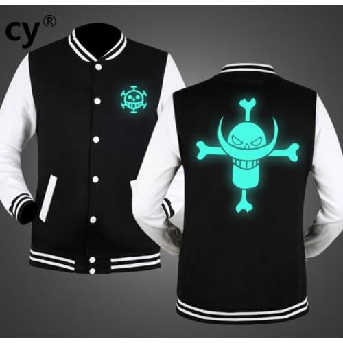 Animated cartoon king of sea comic baseball clothing young men women students loose coat shiny at night Luminous jacket