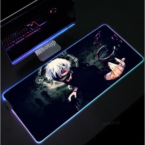 Tokyo Ghoul RGB Large Gaming Anime Mouse Pad Gamer LED Computer pad Big Mat with Backlight For keyboard Desk 900x400mm Mousepad