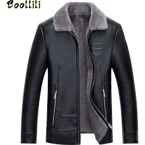 Boollili High Quality Winter Jacket Men Thicken Coats Fur Collar PU Leather Jackets Windbreaker Man Coat Chaquetas Hombre