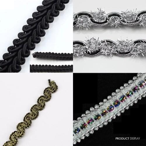 Black Lace Braided Gimp Trimming Clothing Embellishment Ribbon Sew on Applique Accessories 40yd/T1292