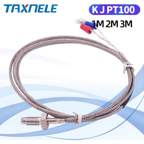 400 800 degree M6 Screw K J PT100 1M 2M 3M Cable RTD Thermocouple Oven Temperature Sensor Industrial Temperature Controll
