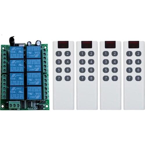DC 12V 24V 8 CH Channels 8CH RF Wireless Remote Control Switch Remote Control System receiver transmitter 8CH Relay 315/433 MHz