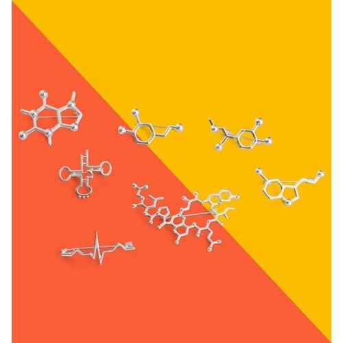 Serotonin Molecules Material Enamel Pins Chemical Structure Bag Brooch Lapel Badge Jewelry Gifts For Students Friends Wholesale