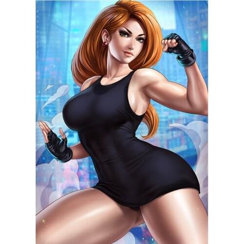 Fighting Woman Canvas Art Posters and Prints Custom Anime Sexy Kung Fu Girl HD Hanging Picture for Living Room Wall Painting