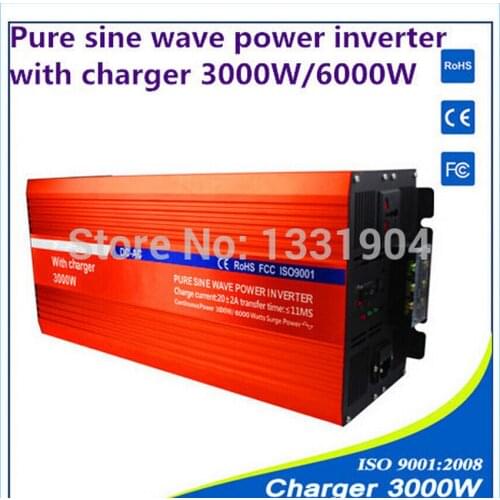 24V to 220V 3000W Pure Sine Wave Power Inverter With Buildin Charger with Automatic Transfer for solar inverter