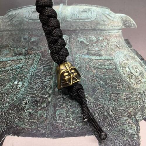 EDC Pocket Play Tools Brass Samurai Helmet Paracord Knife Beads DIY Umbrella Rope Pendant Personality Car Key Pendant Christmas
