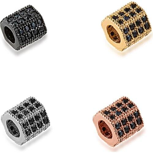 MEW Classic Inlaid Black Crystal Hexagonal Column Beads Jewelry Accessories DIY Fashion Jewelry Accessories Wholesale