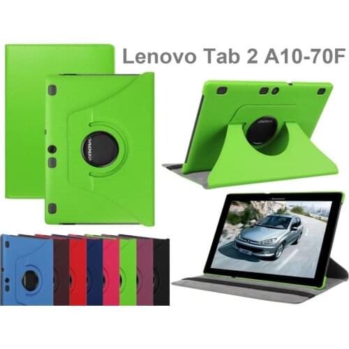 360 Degree Rotating Litchi Flip Stand Leather Cover Shell Funda For Lenovo Tab 2 A10-70 A10-70F A10-70L 10.1" Tablet +Film +Pen