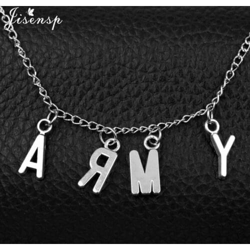Kpop Jewelry ARMY Letter Necklaces for Women 2021 Alloy Letters Bangtann Boys Fan Necklace Fashion Party Accessories Girls