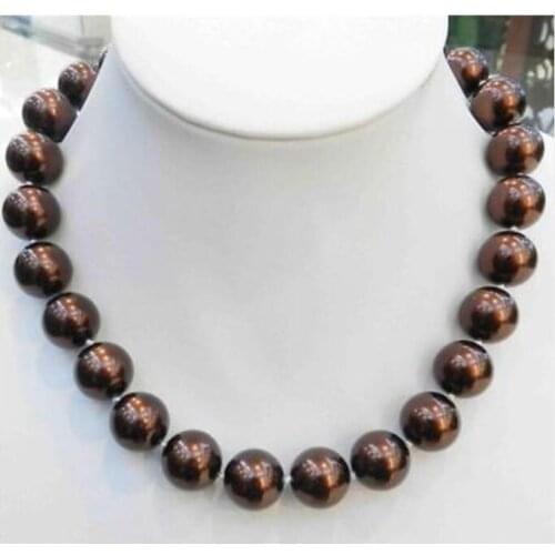 Beautiful 16 mm Brown Coffee South Shell Pearl Necklace 18" AAA