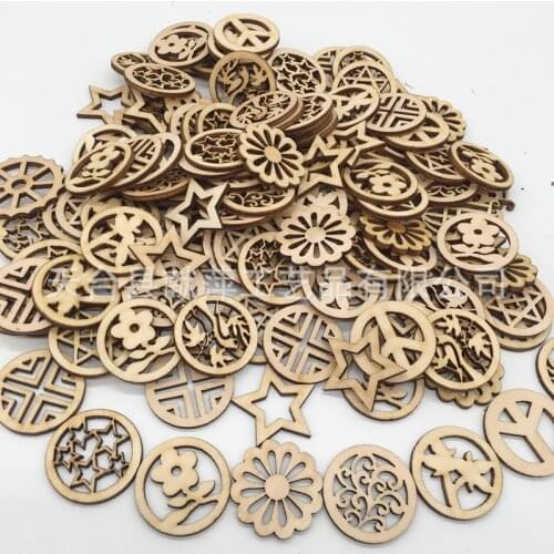 100pcs Round Wooden Discs with Holes Birthday Board Tags 30 Mm Rings for Arts and Crafts Wedding Party Decor