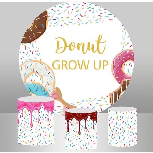 Circle Round Backdrop Candy Newborn Baby Shower Custom Donut Grow up Birthday Backdrop Photography Background Photo Studio