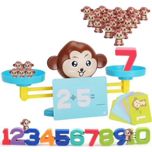 Montessori Math Toy Digital Monkey Balance Scale Educational Math Penguin Balancing Scale Number Board Game Kids Learning Toys