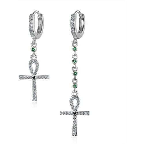 Trendy Gold Cross Earrings For Women Jewelry Top Quality Silver 925 Girl Drop Earrings Crystal Shiny Accessories Earring Lady