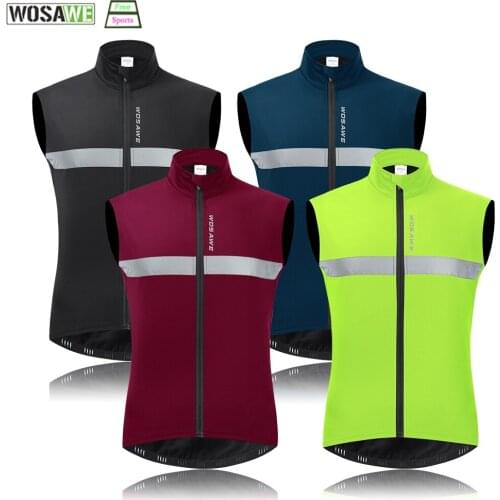 WOSAWE Mens Cycling Warm Vest Winter Water Repellent Reflective Windproof Golf Skiing Sportwear Sleeveless Mtb Bike Wear