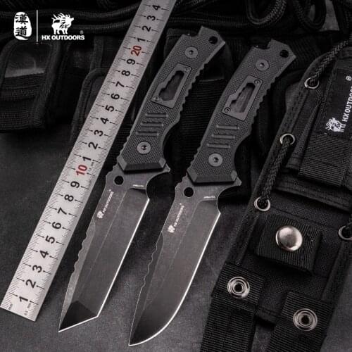 HX OUTDOORS Infantry Survival Knife Army Hunting 440C Stainless Steel 58HRC Straight Knives Essential Tool For Self-defense