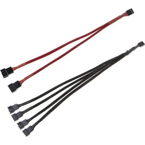 PWM 4pin Fan Sleeved Extension Splitter Hub Cable for Motherboard CPU 4Pin to 2/4 Way 4Pin Cooler or 3pin Case Fan Power Spliter