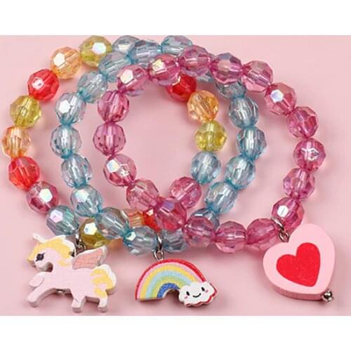 Makersland Rainbow Pendant Bracelets For Children Accessories Cute Charms Beads Bracelets Jewellery Design Trendy 2020 New