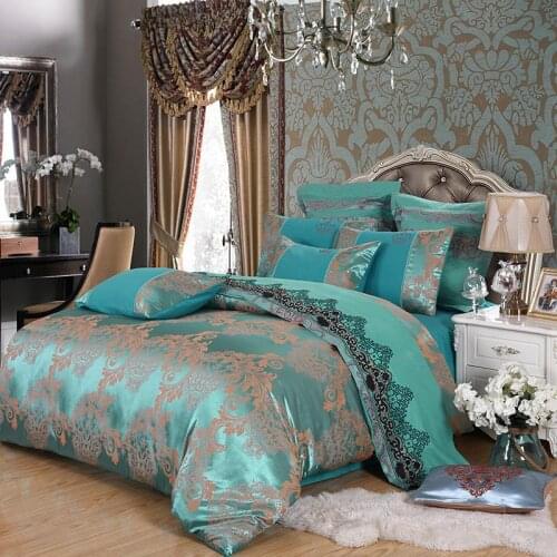 Sliver Gold Luxury Silk Bedding Set Satin Jacquard Duvet Cover Embroidery Bedspreads and Clothing Sets Bed Sheets Pillowcases