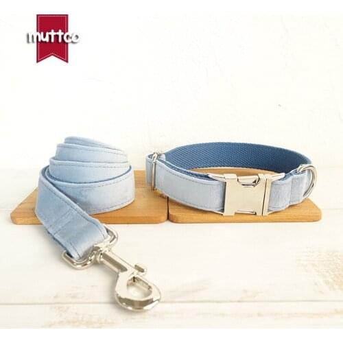 MUTTCO retailing double cloth dog accessory handmade dog collar leash THE POWDERBLUE adjustable neck collar 5 sizes UDC081