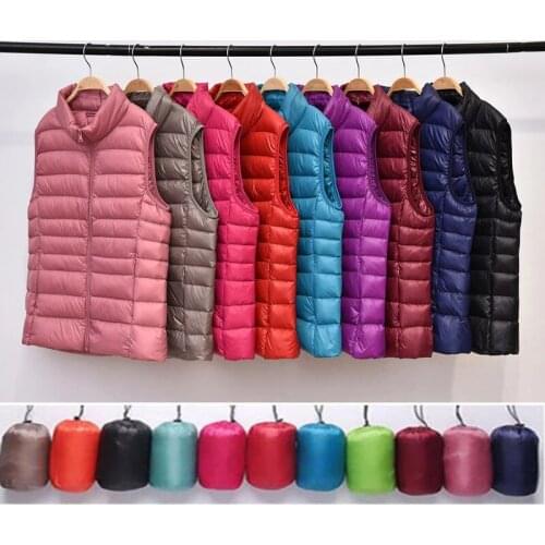 Ultra Thin Down Jacket Light Warm Waistcoat Female Sleeveless Cropped Puffer Jacket Vest Lining Woman Winter Coat Spring 2021