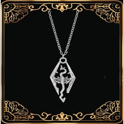 Skyrim Elder Scrolls Dragon Necklace The Dinosaur Pendant Necklace Vintage Necklace for Men Women