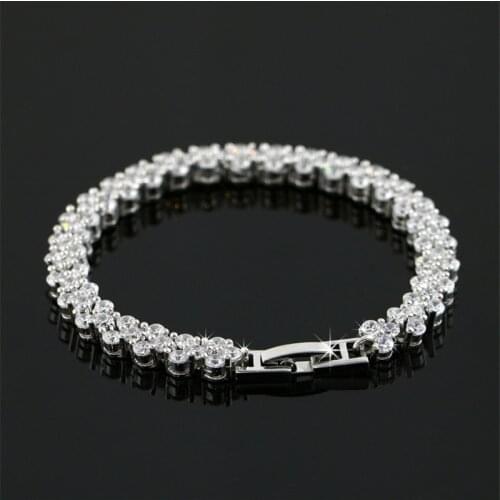 Rome Charm Bracelets for Women AAA Clear Zirconia Chain Bracelet Wedding Party Jewelry Accessories Femme Pulseira Bijoux