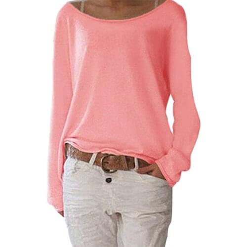 Woman tshirts Solid Casual Round Neck Long Sleeve Women Knitted T-shirt Bottoming Top t shirt женские футболки mujer camisetas