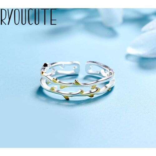 Original Design Popular Branch Leaf Finger Ring Simple Rings for Women Wedding Engagement Jewelry Gifts