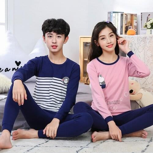 Winter Boys Girls Pajamas Children Sleepwear Cotton Pyjamas Kids Cartoon Pijamas Teenage Girls Clothes Sets For 8 12 16 18 Years