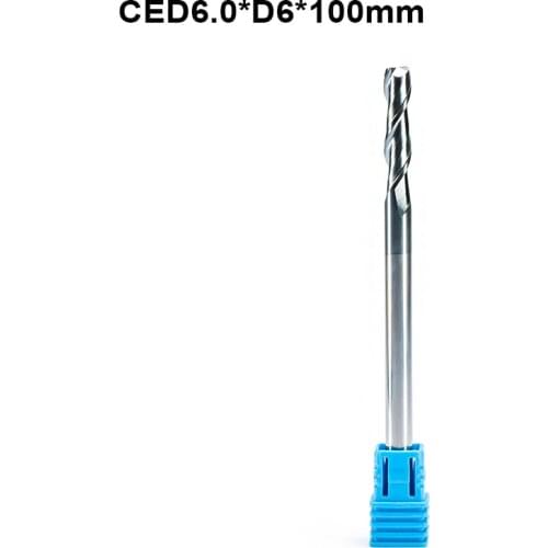 1pc HRC55 End mill SHK 6mmx 100mm 50mm lengthening high strength tungsten steel milling cutter CNC carbide coated metal end mill