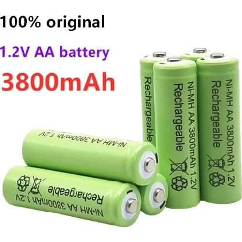 100% Original AA 3800 mAh 1.2 V Quality rechargeable battery AA 3800 mAh Ni-MH rechargeable 1.2 V 2A battery