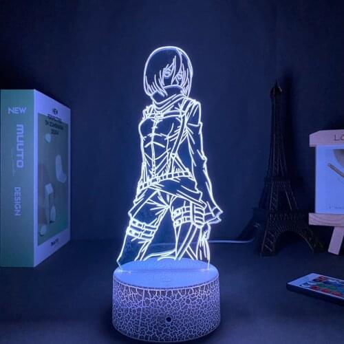 3D Lamp Anime Attack on Titan Mikasa Ackerman Figure Kids Nightlight for Room Decoration Led Color Changing shingeki no kyojin