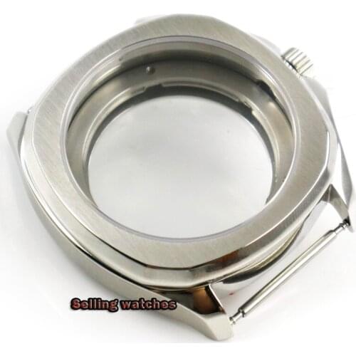 40mm silver/black stainless steel sapphire crystal watch case fit ETA2836 Miyota8215 821A Mingzhu DG2813 3804 movements