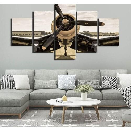 5 Pieces Retro Airplane Poster Canvas Painting Picture Art Aircraft Print Home Wall Decor Painting for Living Room