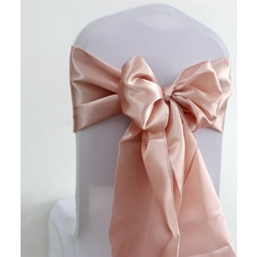 50pcs Wedding Chair Sashes Satin Bow Tie Ribbon Band For Banquet Hotel Party Event Chair Decoration