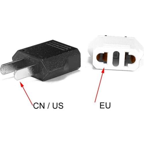 500pcs US American Japan CN Electric Plug European EU 2pin To US 2pin Travel Plug Adapter Charger Sockets AC Converter Outlet