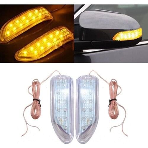 2pcs Universal Amber LED Car Side Rear View Mirror Turn Signal Indicator auto Light New 13 pcs bulbs