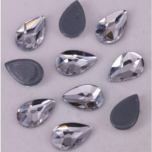 Free Shipping! Lead Free 5x8mm Crystal Clear Pear Iron On Crystal Stones / Flat Back Hotfix Rhinestones