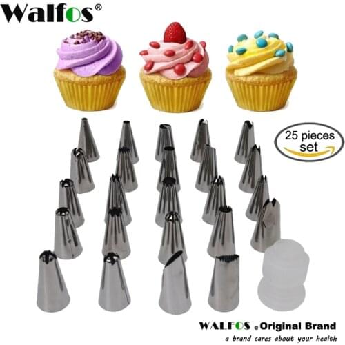 WALFOS 25Pcs/set Large Stainless steel Icing Piping Nozzles Pastry Tips Set Kitchen Accessories Cake Decorating tongs