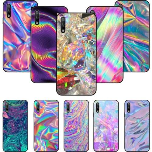 Phone Case For Huawei Honor 9X 10 9 20 8X 8A 8S 7X 7A i A Pro Play Lite Black Cover Hoesjes Color Bright Rainbow iridescent