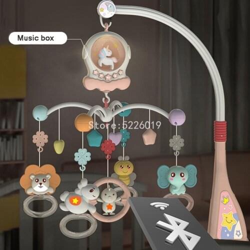 Baby Crib Toys Remote Rattles Music Educational Toys Rotating Bed Bell Night Light Rotating Carousel Cots 0-12 Newborns Bed Toys