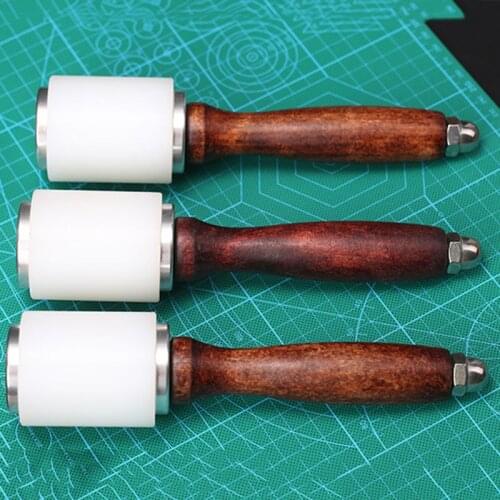 DIY Nylon Hammer Leathercraft Carving Hammer Sew Leather Cowhide Tool Kit with Wooden Handle