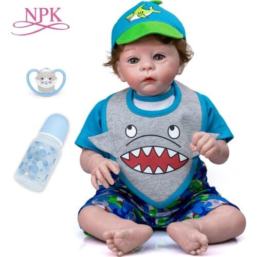 NPK 55CBebe Doll reborn Soft Body Harlow Lifelike Real Soft Touch Cuddly Boy doll Detailed Hand-Paiting doll