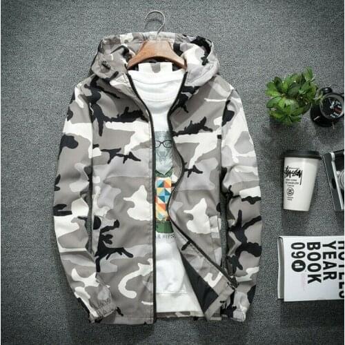 Mens Spring Autumn Casual Camouflage Fashion Jacket Hooded Couple Jacket Personality Street Trendsetters Long Sleeves 2020
