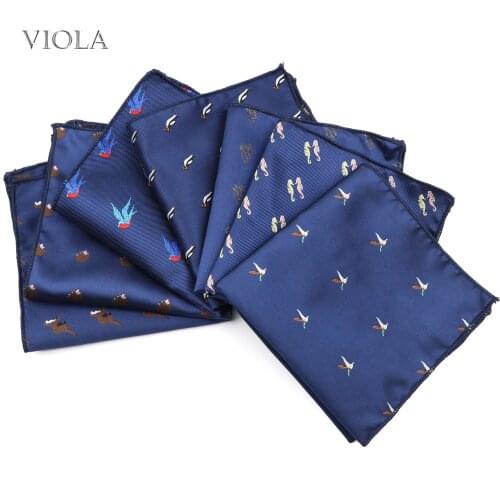 Hedgehog Penguin Bird Seahorse Cute Animals Jacquard Polyester Men Casual Pocket Square Patry Suit Dress Handkerchief Accessory