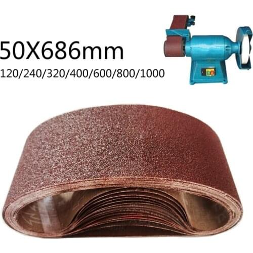 7Pcs/Set Abrasive Sanding Belts Belt 120/240/320/400/600/800/1000 Grits Wood Grinding Sander Tools Aluminum Oxide 50x686