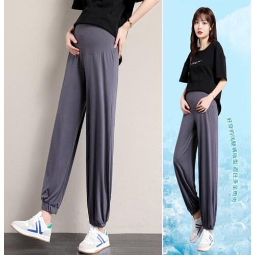 2021 Summer Maternity Polka Dot Capris Pregnant Pant Cool Fabric Pregnancy Bottom Trousers Plus Size Clothing