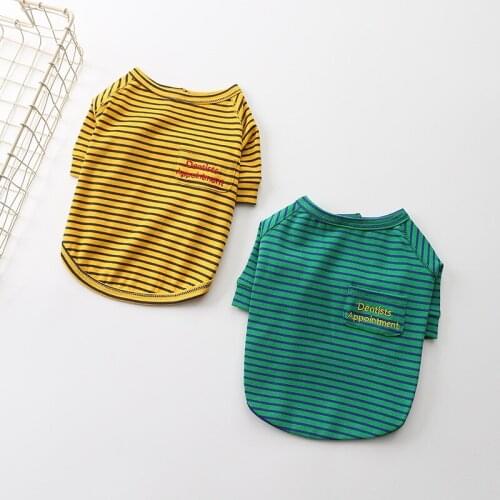 2021 Hot Sell Pet Clothing Summer Sweatshirt for Small Dogs Strip Cloth Fashion Cool Lovely Unique Pullover Sweatshirt Dogs Cats