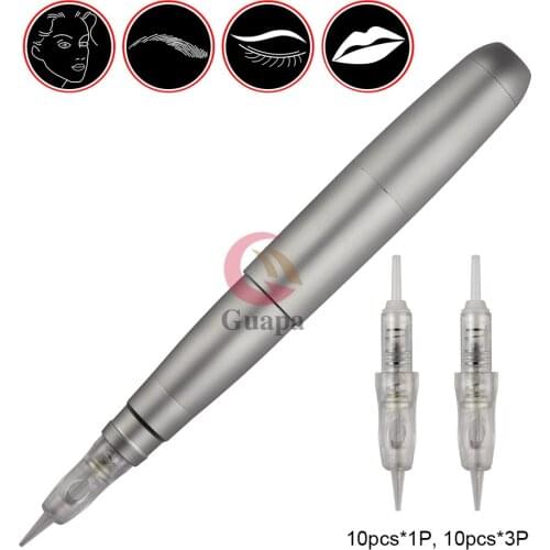 Permanent Makeup Tattoo Embroidery Machine Rotary Tattoo Pen Eyebrow Lips Tattoo Machine with 20pcs Cartridge Needles